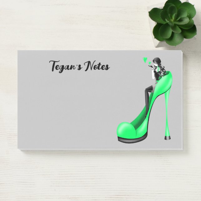 Post-it® Divas de mode personnalisées en vert Stiletto (Bureau)