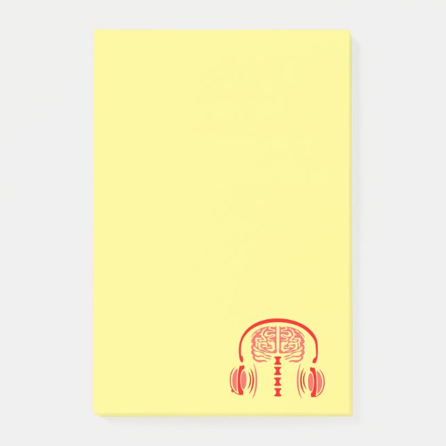 Post-it® Docteur Cerveau Tissue à l'écoute de la musique (Devant)