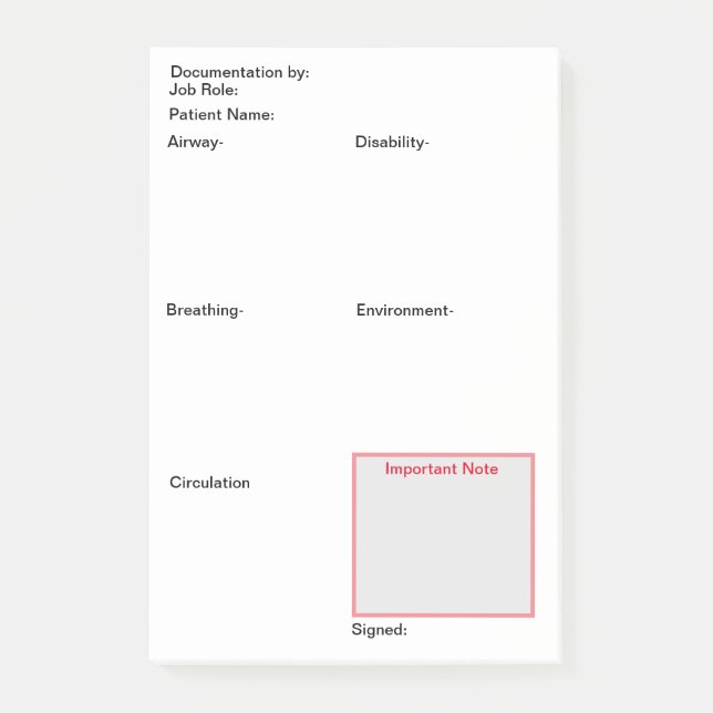 Post-it® Documents de soins infirmiers postérieurs à ses (v (Devant)