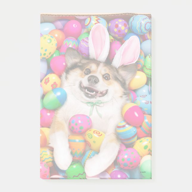 Post-it® Dog Laying on Easter Eggs (Devant)