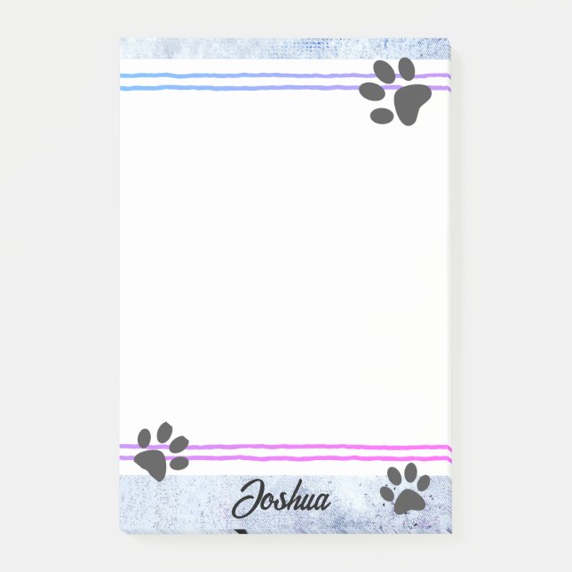 Post-it® dog paw prints watercolor design personalized  (Devant)