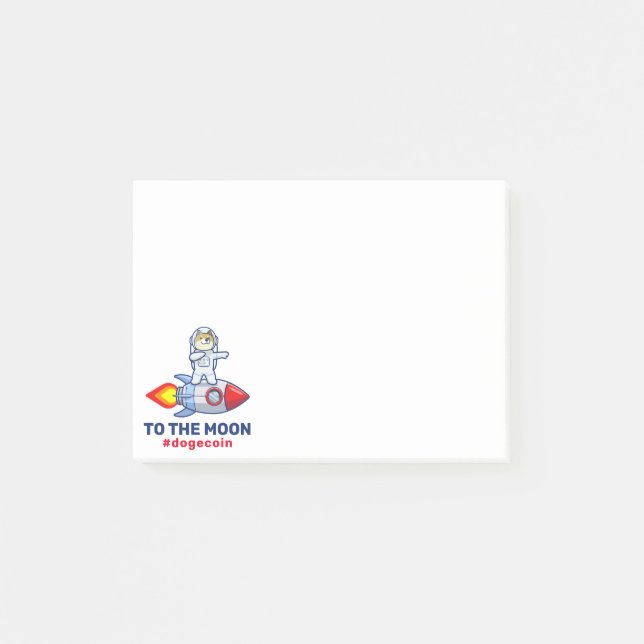 Post-it® Dogecoin À La Lune Rocket Man Space Doge Crypto (Devant)