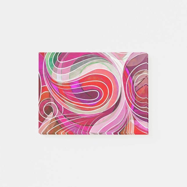 Post-it® Doodle rouge et cramoisson aux lignes blanches (Devant)