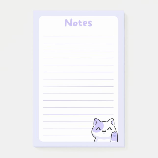 Post-it® Doux violet Adorable Kawaii Chibi Kitty Chat doubl (Devant)
