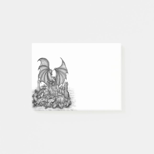 Post-it® Dragon avec Zombie (Devant)