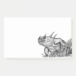 Post-it® Dragon sur le Rocher, design noir et blanc