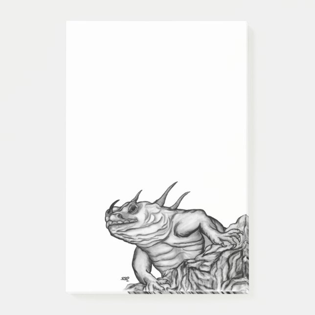 Post-it® Dragon sur le Rocher, design noir et blanc (Devant)