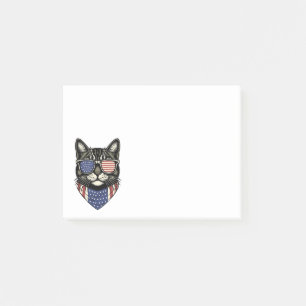 Post-it® Drapeau américain Patriotique Kitty Crazy Cat Lady