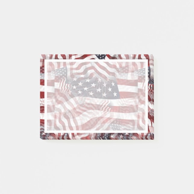 Post-it® Drapeau Américain Rouge Blanc Bleu Rayures Étoiles (Devant)