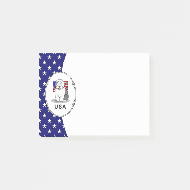 Post-it® Drapeau américain Vieux chien anglais (Grey 1) (Devant)