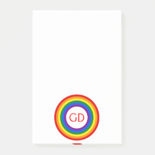 Post-it® DRAPEAU ARC-EN-CIEL BOUTON + votre signe ou monogr