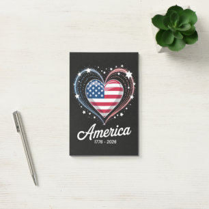 Post-it® Drapeau Cœur 1776 2026 4 juillet 250e anniversaire