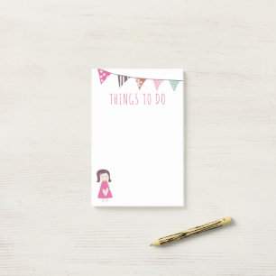 Post-it® Drapeaux colorés mignons Fille dans PInk choses à 