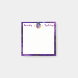 Post-it® Dream Big Purple Galaxy Gold Monogramme Petit Carr