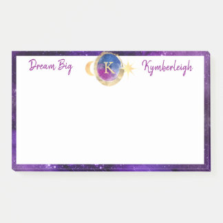 Post-it® Dream Big Purple Galaxy Monogramme Grande Rectangu