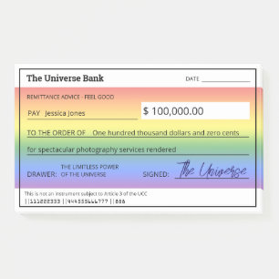 Post-it® Droit d'attraction Rainbow Blank Check