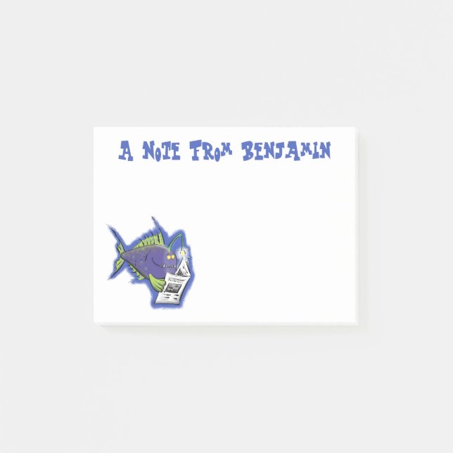 Post-it® Drôle caricature de poisson de pêcheur (Devant)