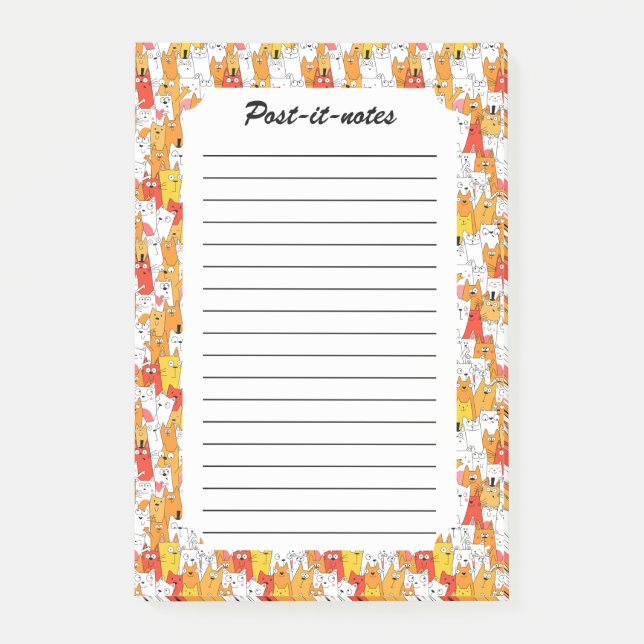 Post-it® Drôle Cartoon Cats Group Doodle (Devant)
