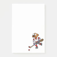 Drôle Castor Jouer Cartoon de hockey sur glace