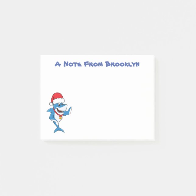 Post-it® Drôle dessin animé de requin de Noël (Devant)