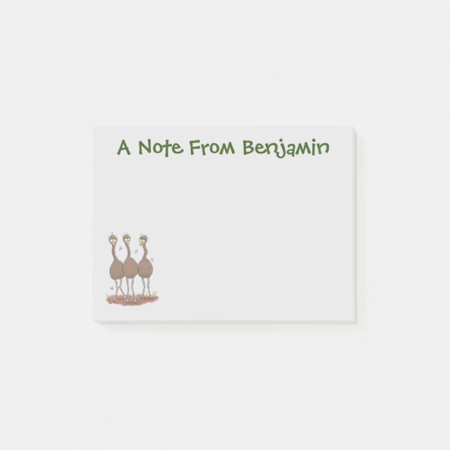 Post-it® Drôle dessin animé du trio australien emu (Devant)