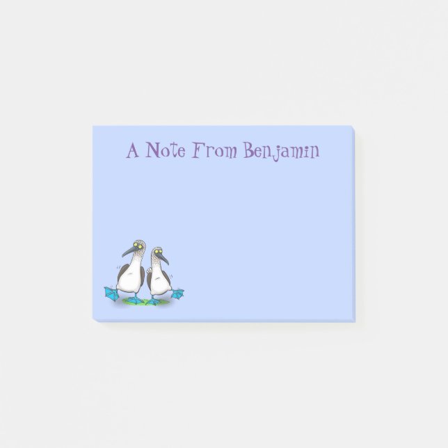 Post-it® Drôle, joyeux croquis à pieds bleus dansant dessin (Devant)