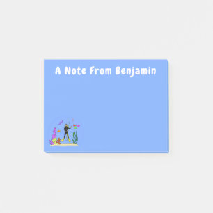 Post-it® Drôle plongeur et poisson mer créatures dessin ani