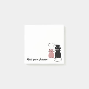 Post-it® Drôle whimsical chat amour couple personnalisé