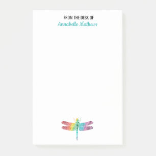 Post-it® Du bureau de la libellule d'aquarelle