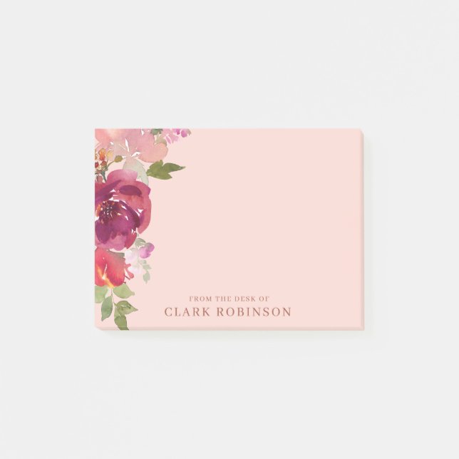 Post-it® Du Bureau De L'Aquarelle Rose Peach Romantique (Devant)
