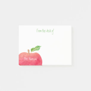 Post-it® Du bureau de l'aquarelle rouge Apple de professeur