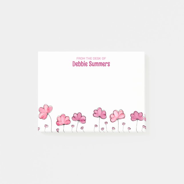 Post-it® Du bureau de nom personnalisé Fleurs mignonnes att (Devant)
