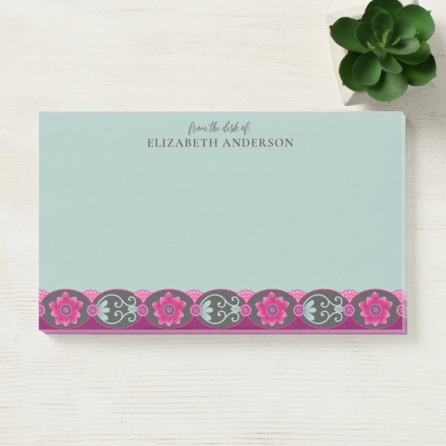 Post-it® Du bureau de Pretty Teal Floral (Bureau)