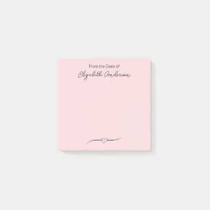 Post-it® Du bureau de rose et noir Nom de script Coeur