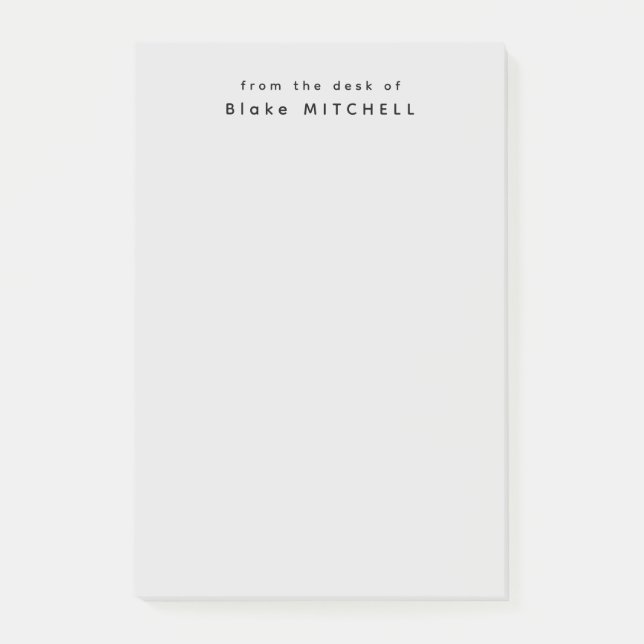 Post-it® Du bureau de Simple Monogram Grey (Devant)