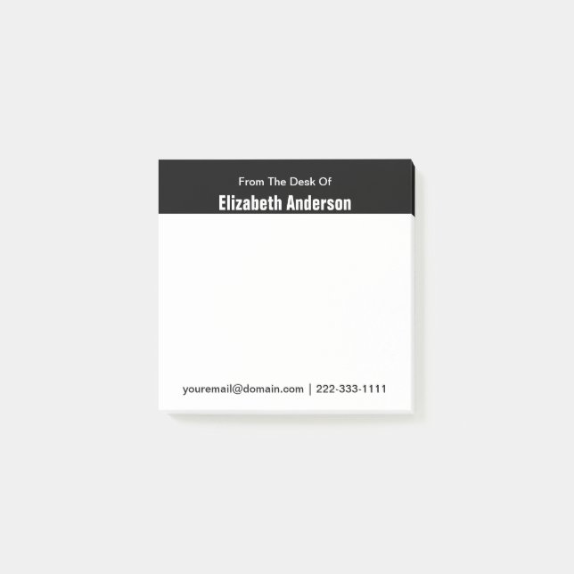 Post-it® Du bureau du nom Modèle noir et blanc (Devant)