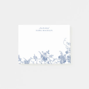Post-it® Dusty Blue Floral Toile Chinoiserie Personnalisée