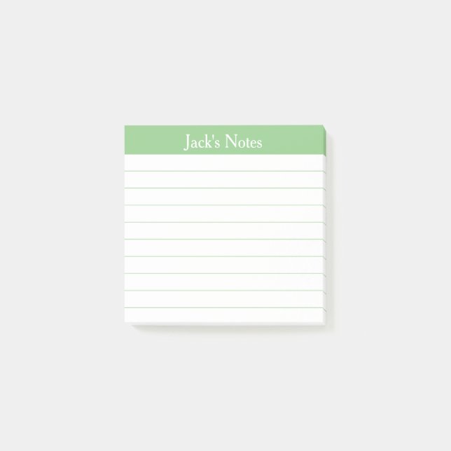 Post-it® Easy Read Classic Sage Green Lined Personalized (Devant)