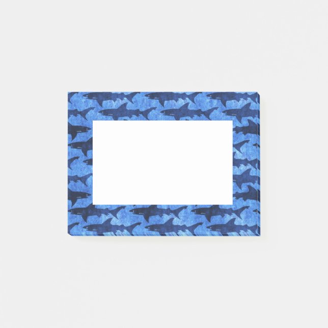 Post-it® École de motif bleu de requins (Devant)