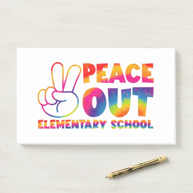 Post-it® École primaire Peace Out Tie Dye Dernier jour  (Sur un bureau)