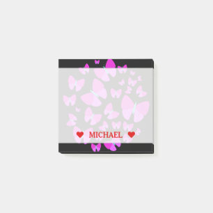 Post-it® Écran de papillons artistiques et nom personnalis