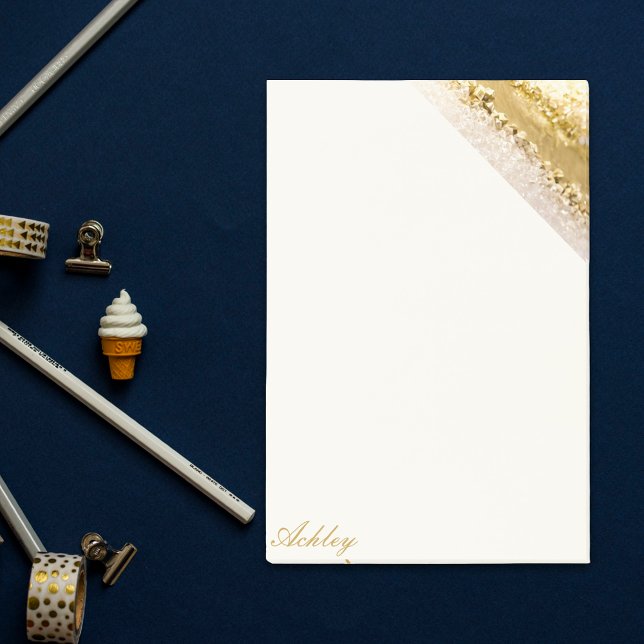 Post-it® Écriture féminine en marbre doré (Feminine named script golden marble post-it notes)