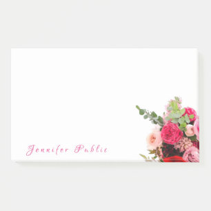 Post-it® Écriture manuscrite Texte Aquarelle Rose Floral Ch