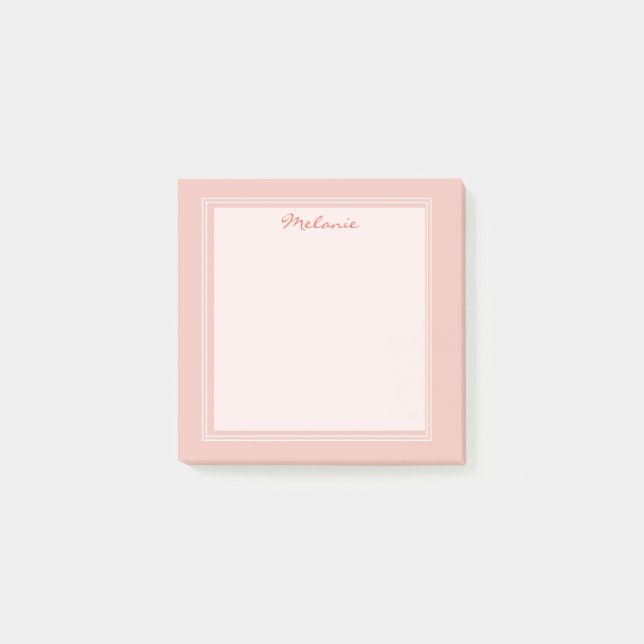 Post-it® Écriture moderne à bordure blanche corail clair (Devant)