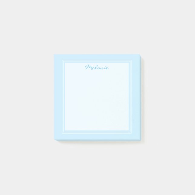 Post-it® Écriture moderne à bordure blanche et bleu clair (Devant)