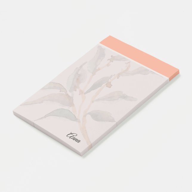 Post-it® Écriture personnalisée Bordure rose douce Fille mo (Incliné)