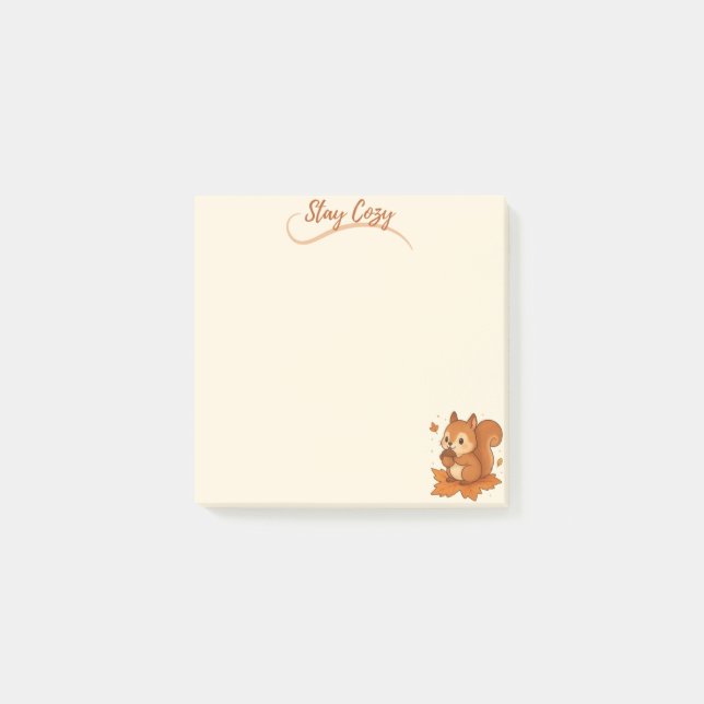 Post-it® Écureuil confortable avec maïs - Automne Beige (Devant)