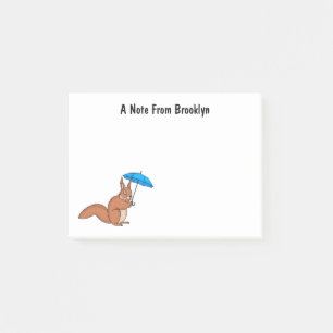 Post-it® Écureuil rouge mignon avec dessin animé parapluie