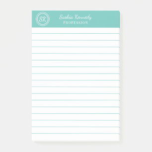 Post-it® Élégant Aqua Professionnel Monogramme Entreprise