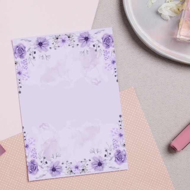 Post-it® Élégant aquarelle lavande violet botanique  (Créateur téléchargé)